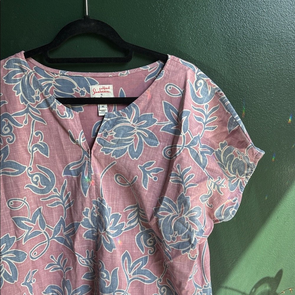 Reyn Spooner Pink and Blue Floral Midi Dress